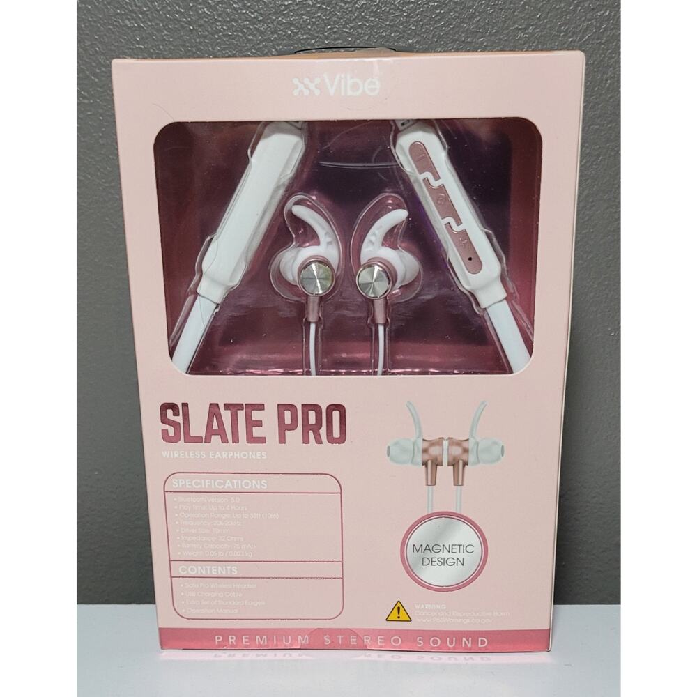 Vibe Slate Pro Wireless Earphones Bluetooth Magnetic Design Premium Sound Mic